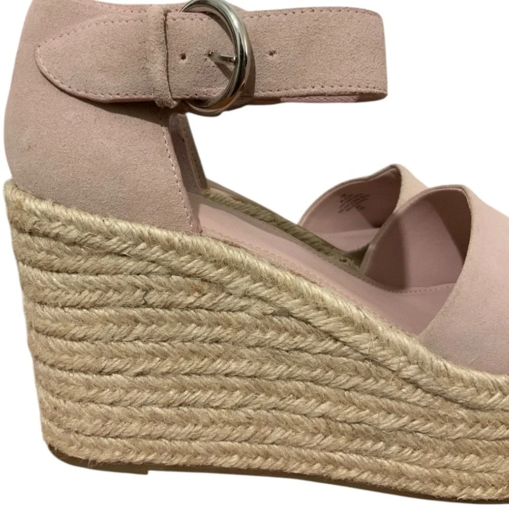 Marc Fisher Alida Suede Leather Espadrille Sandal Ankle Strap Sz 11 l Pink